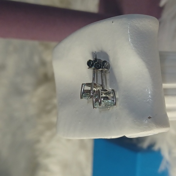Colleen Lopez Precious Sterling Silver Aquamarine Stud Earrings NIB - Picture 3 of 10